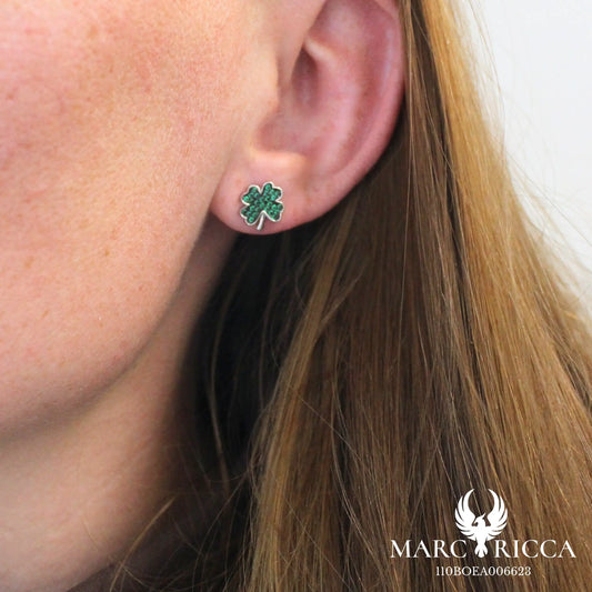 Boucles d'oreilles clous trèfles en argent
