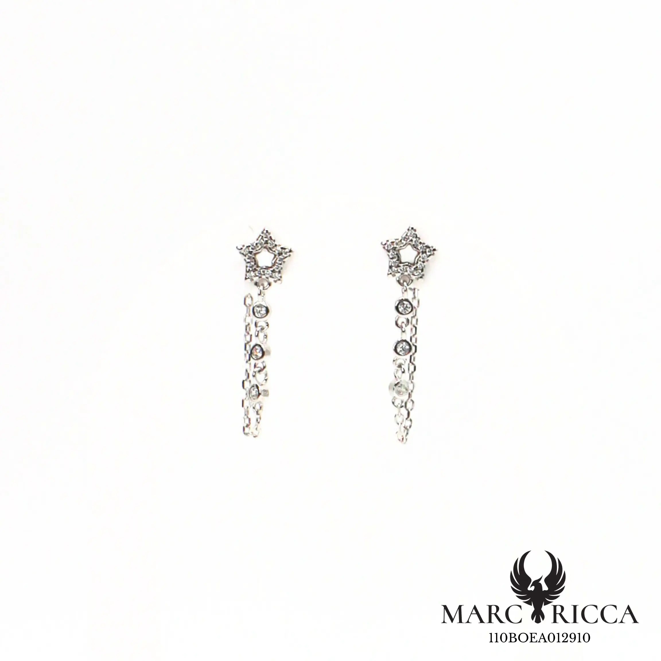 Boucles d'oreilles clous chaîne étoile zirconium nacre