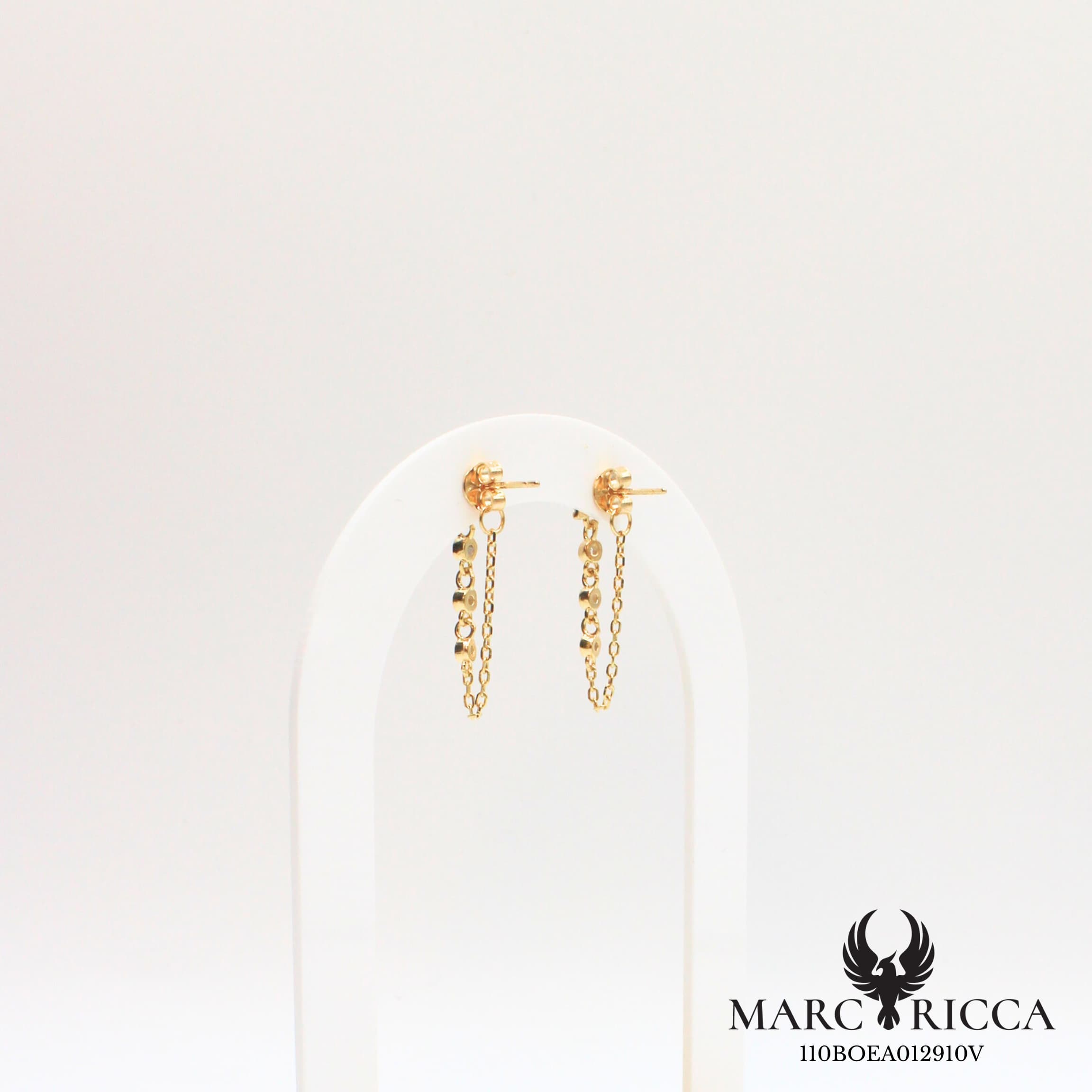 Boucles d'oreilles clous chaîne étoile zirconium nacre