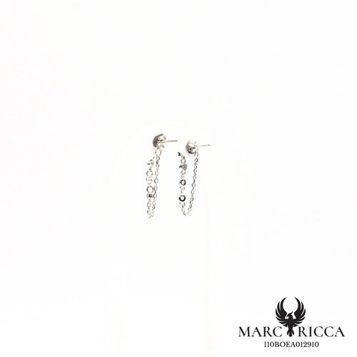 Boucles d'oreilles clous chaîne étoile zirconium nacre
