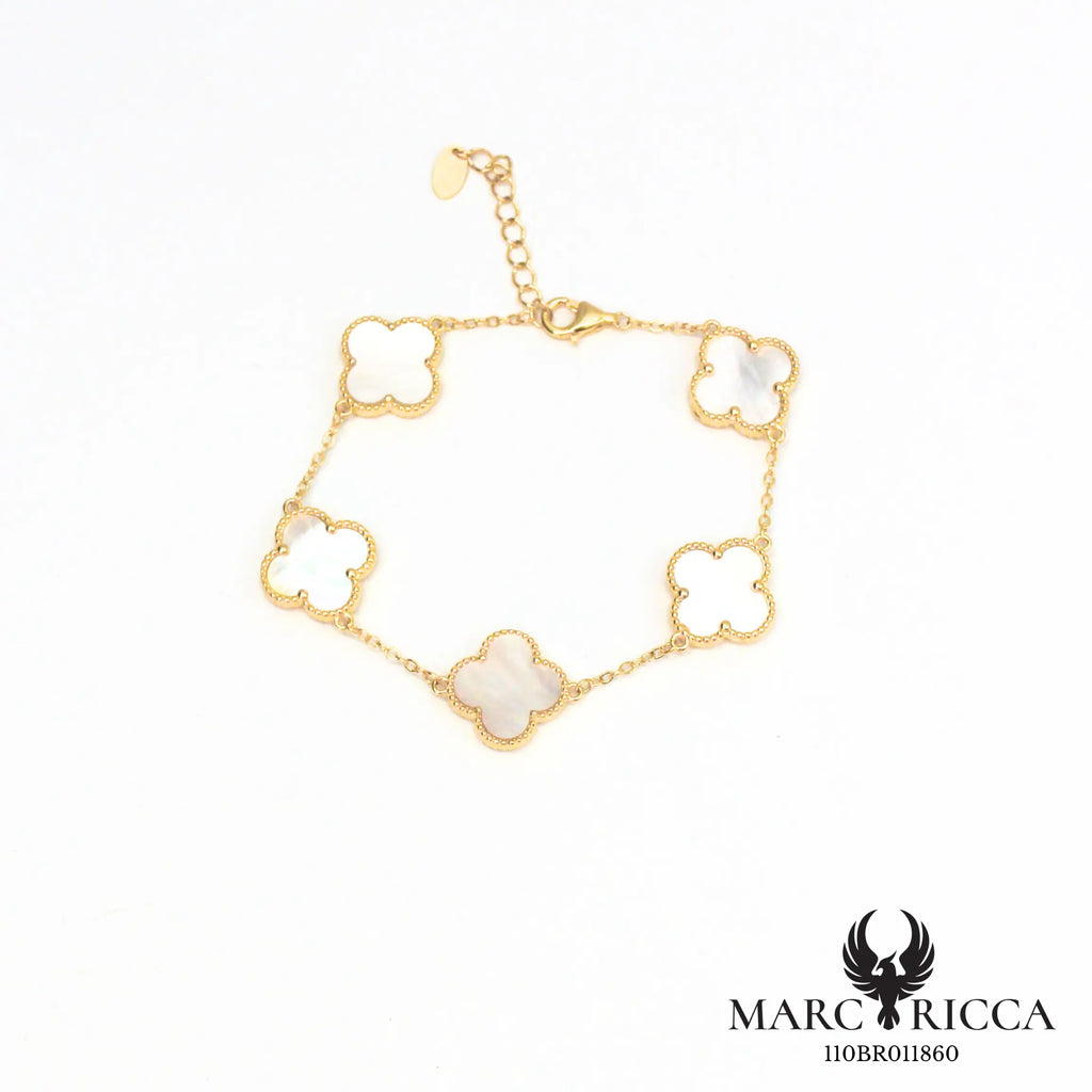 Bracelet trèfles nacre et vermeil