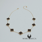 Collier 7 Trèfles noir Onyx et Vermeil