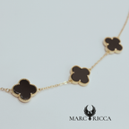 Collier 7 Trèfles noir Onyx et Vermeil