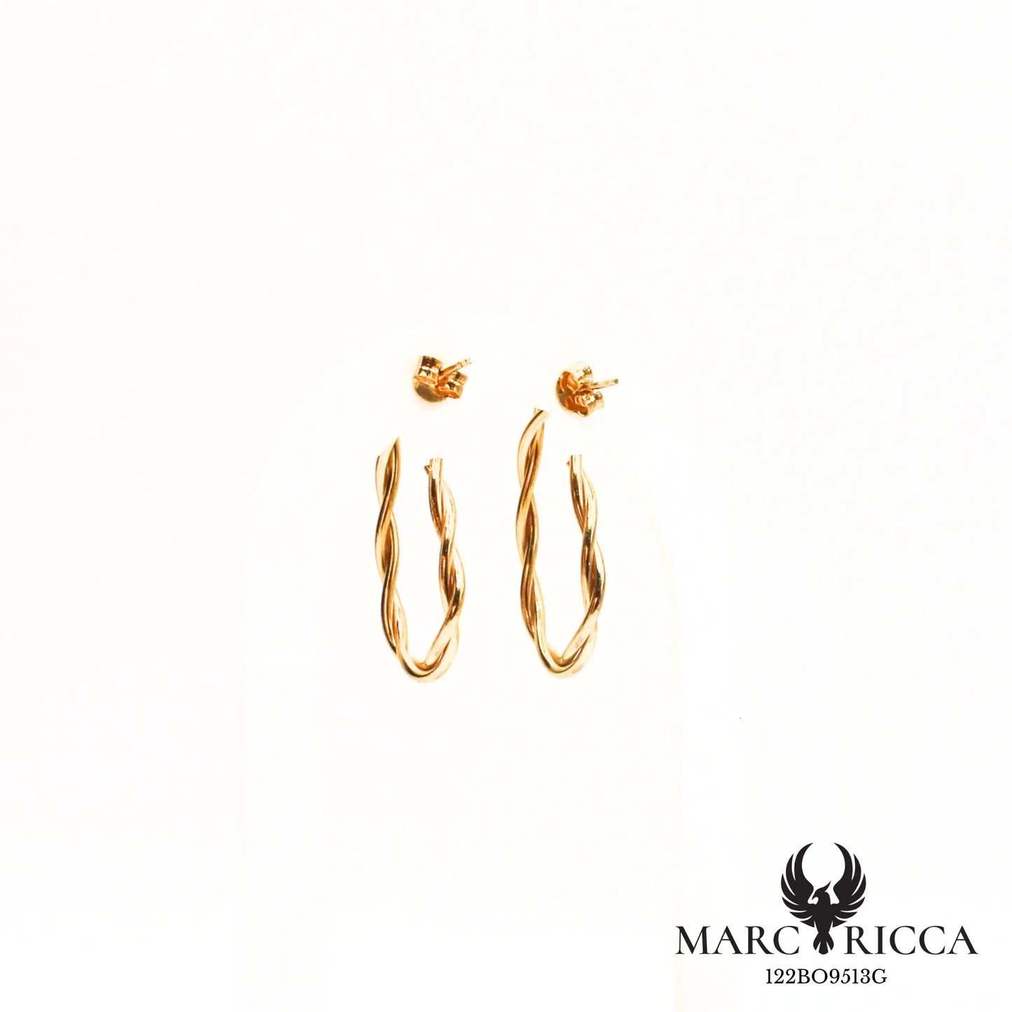 Boucle d'oreilles créoles clous torsadée en vermeil