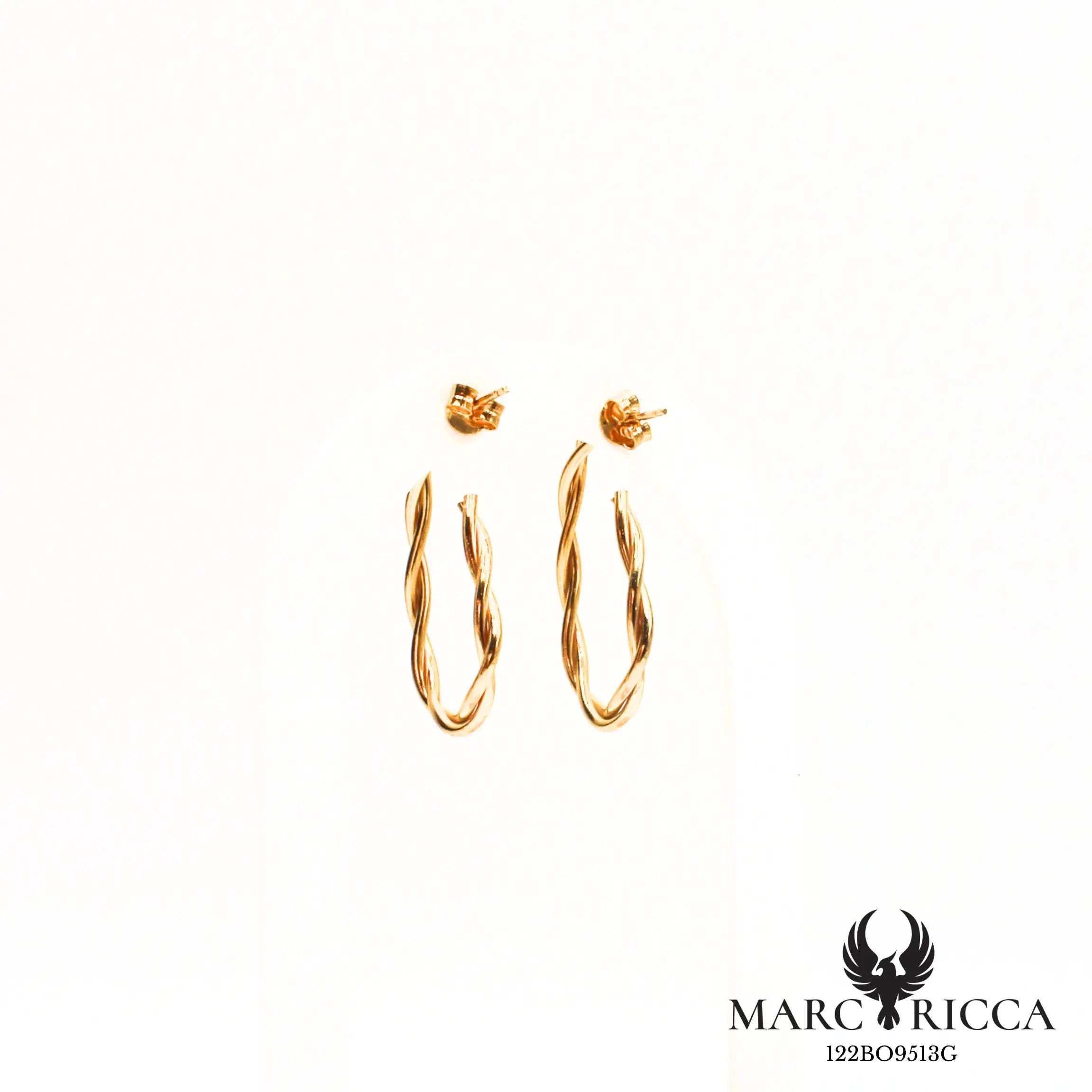 Boucle d'oreilles créoles clous torsadée en vermeil