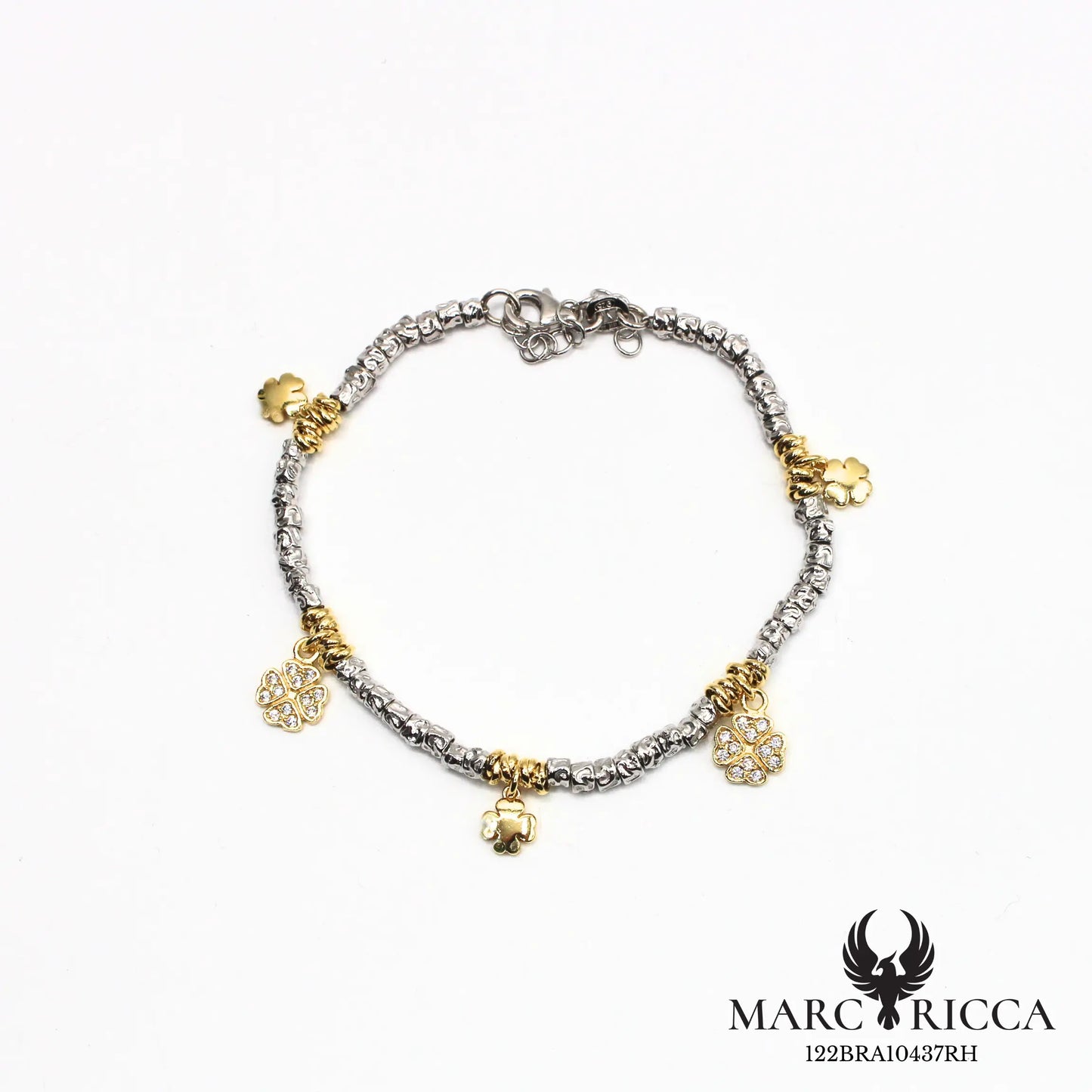 Bracelet trèfles pendants en argent et vermeil