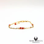 Bracelet chaîne en argent avec perles de corail