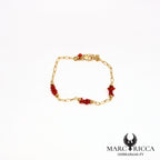 Bracelet chaîne et corail chips en argent ou vermeil