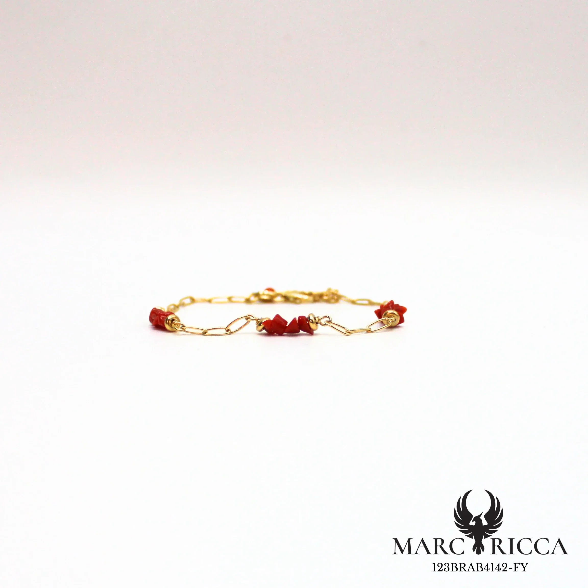 Bracelet chaîne et corail chips en argent ou vermeil