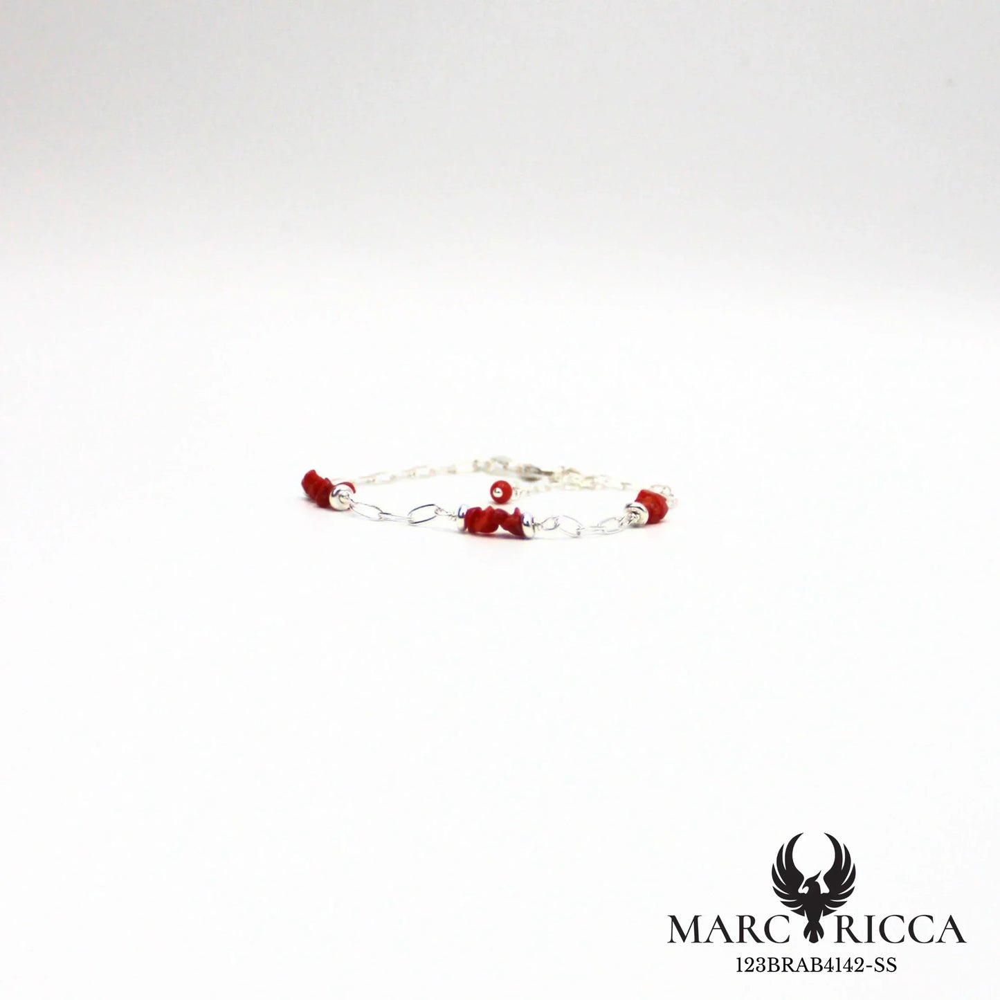 Bracelet chaîne et corail chips en argent ou vermeil