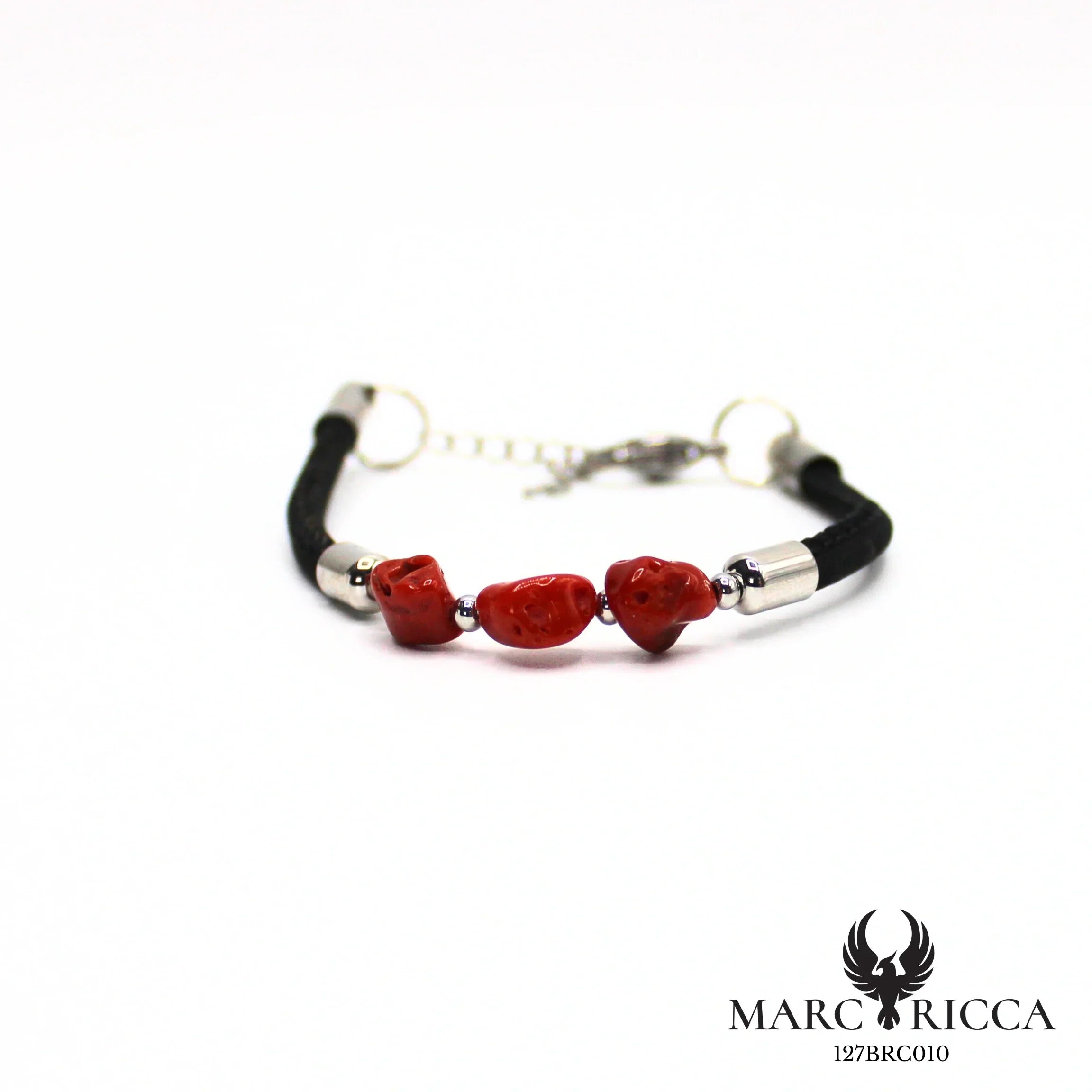 Bracelet liège & corail en acier