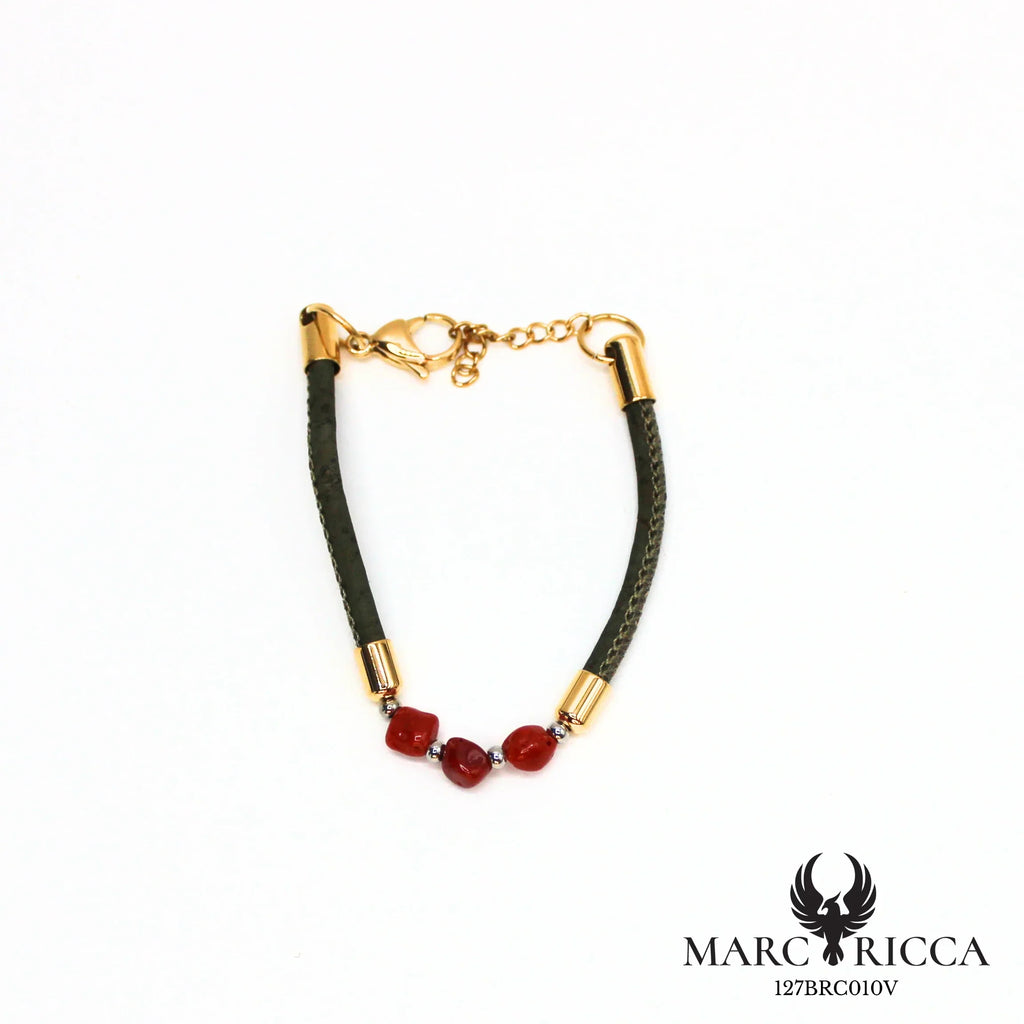 Bracelet liège & corail en acier