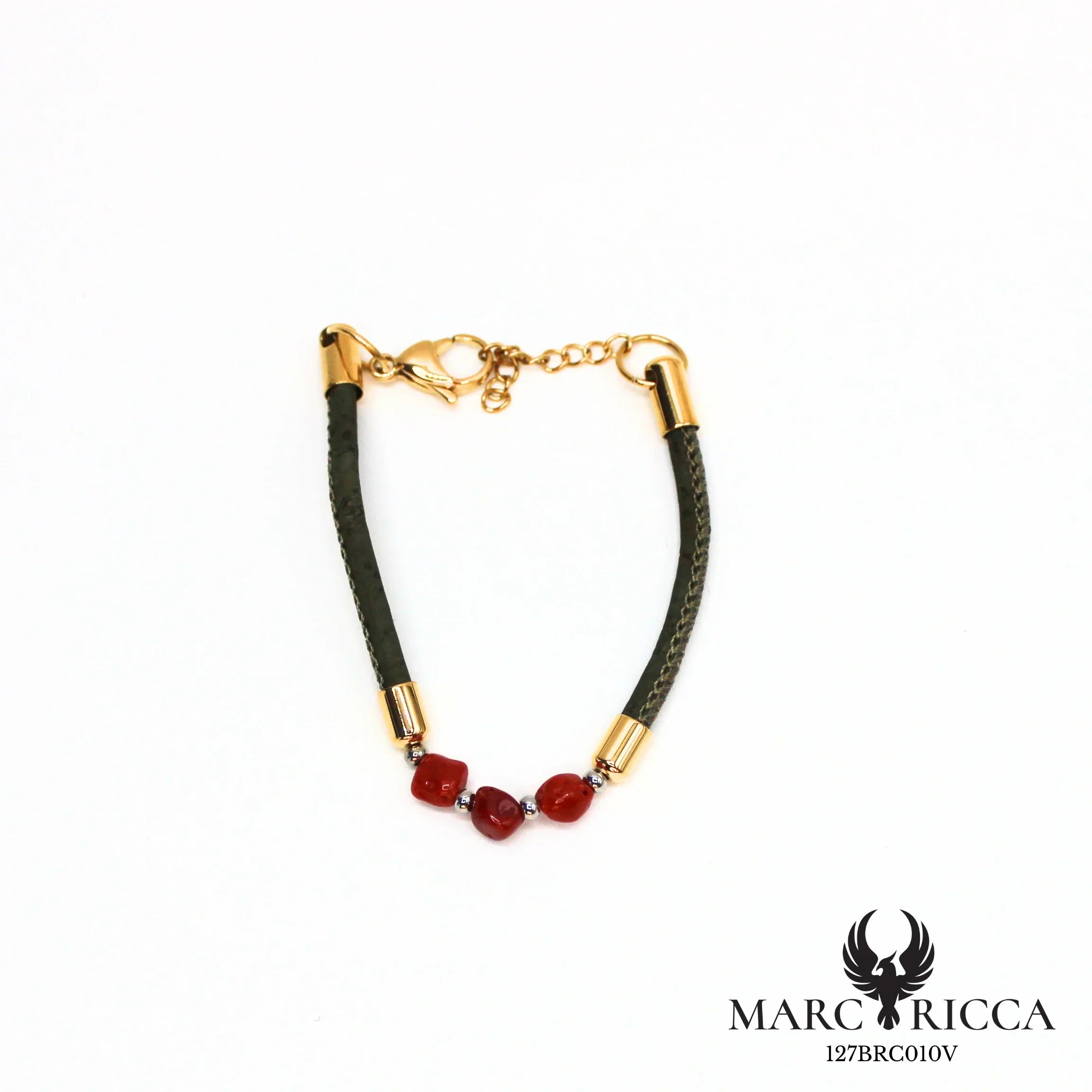 Bracelet liège & corail en acier