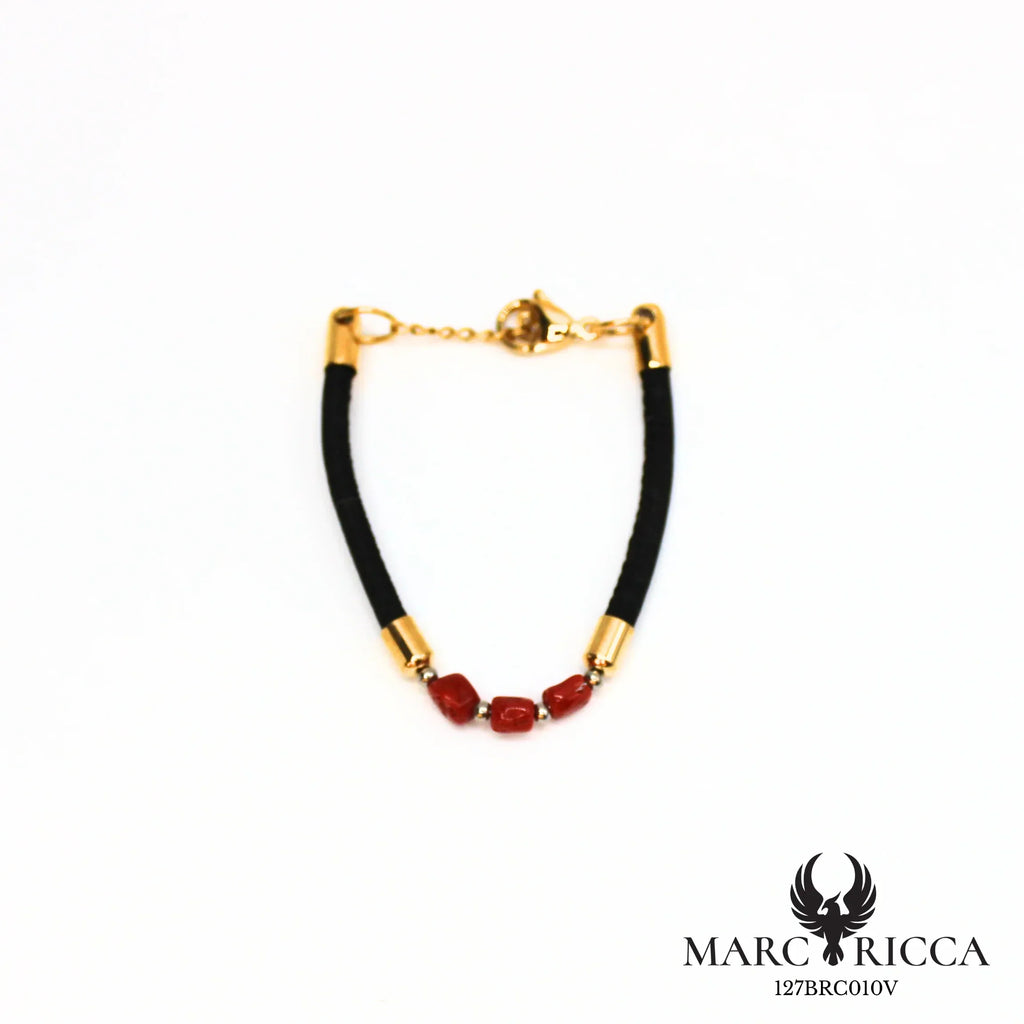 Bracelet liège & corail en acier