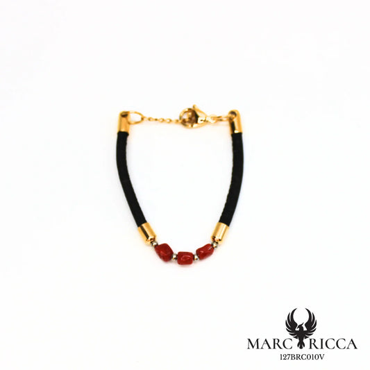 Bracelet liège & corail en acier