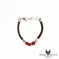Bracelet liège & corail en acier