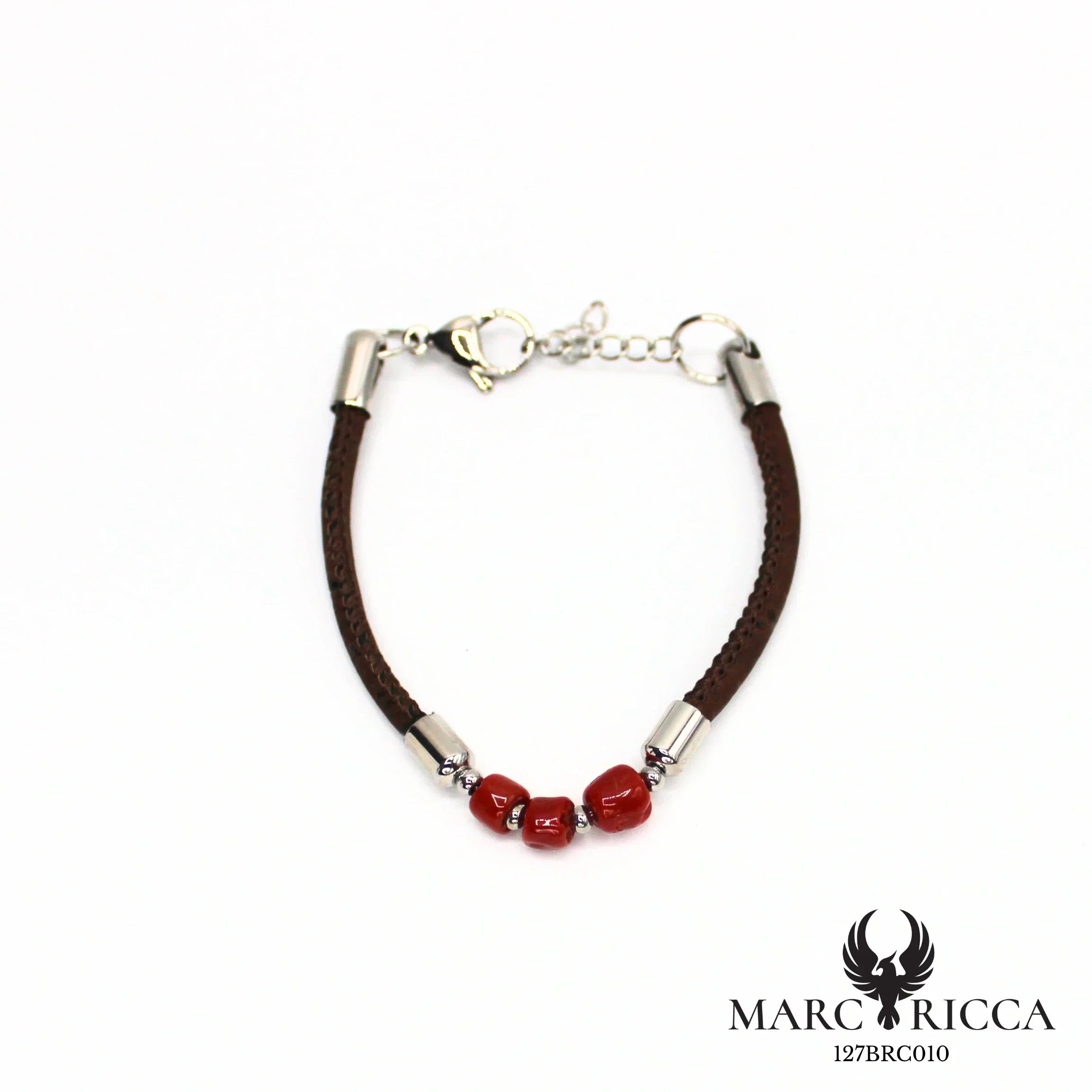 Bracelet liège & corail en acier
