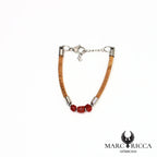 Bracelet liège & corail en acier