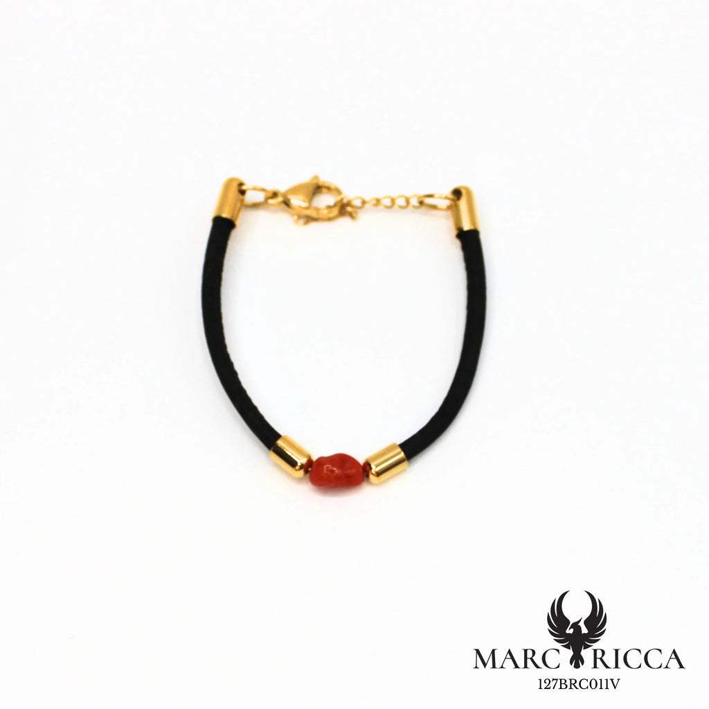 Bracelet liège et corail en acier