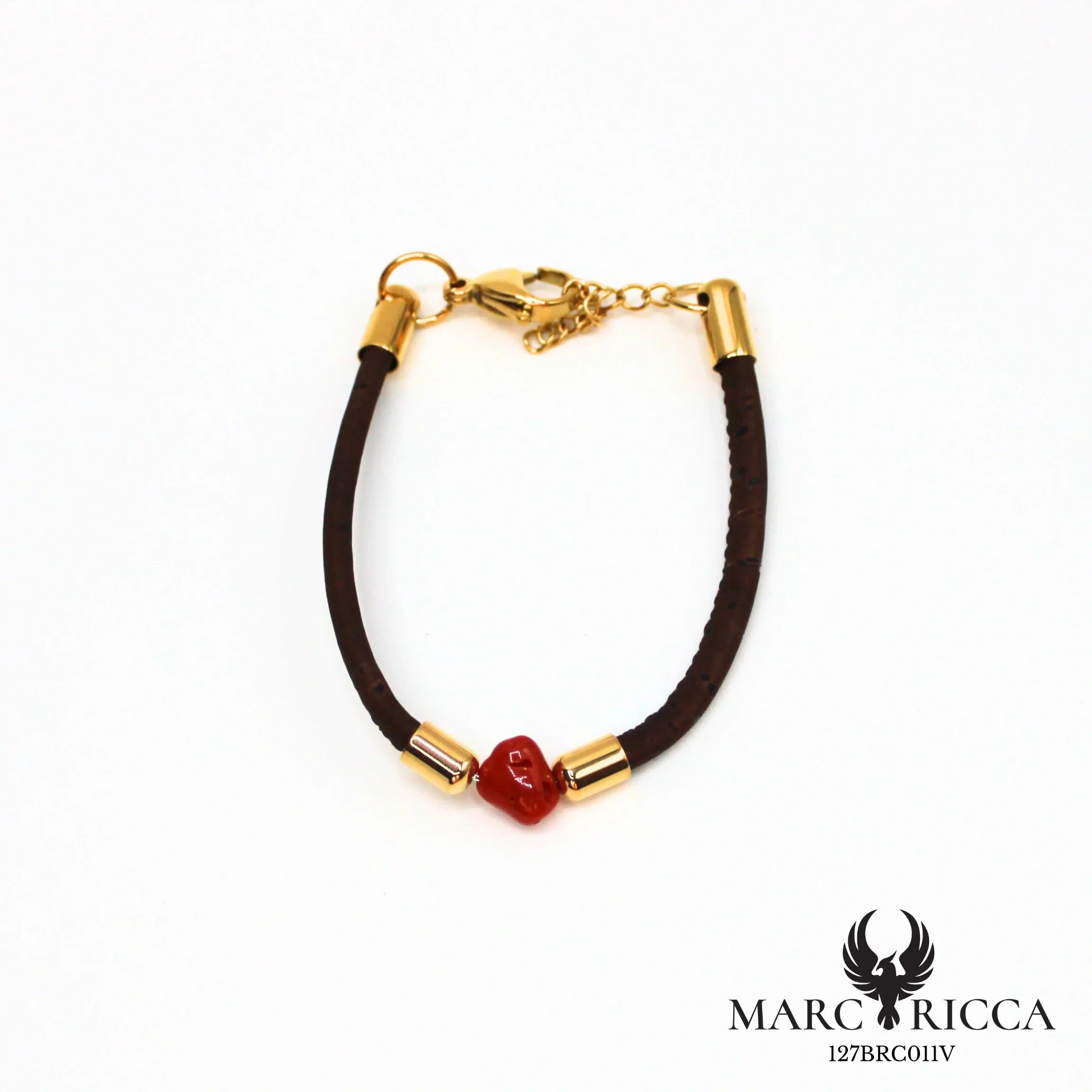 Bracelet liège et corail en acier