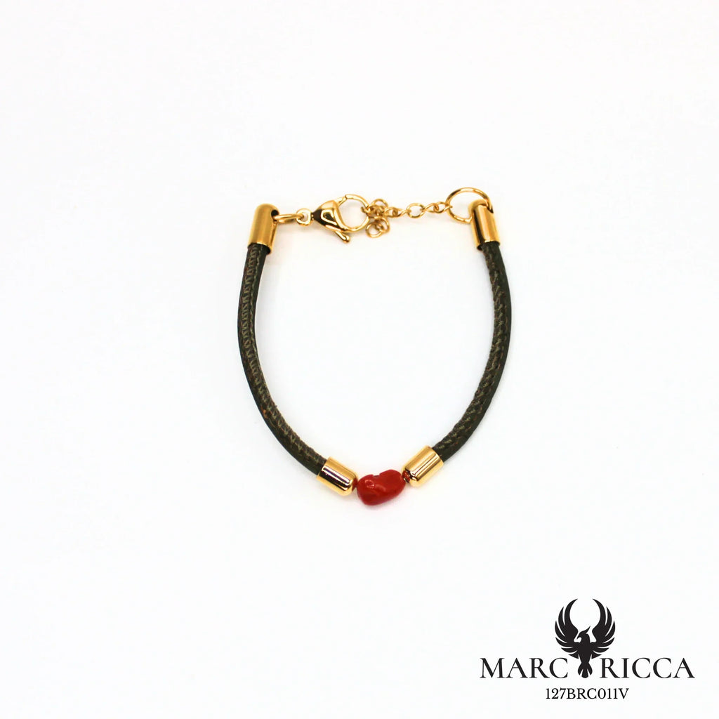 Bracelet liège et corail en acier