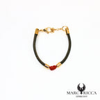 Bracelet liège et corail en acier