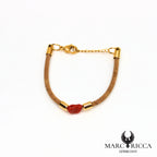 Bracelet liège et corail en acier