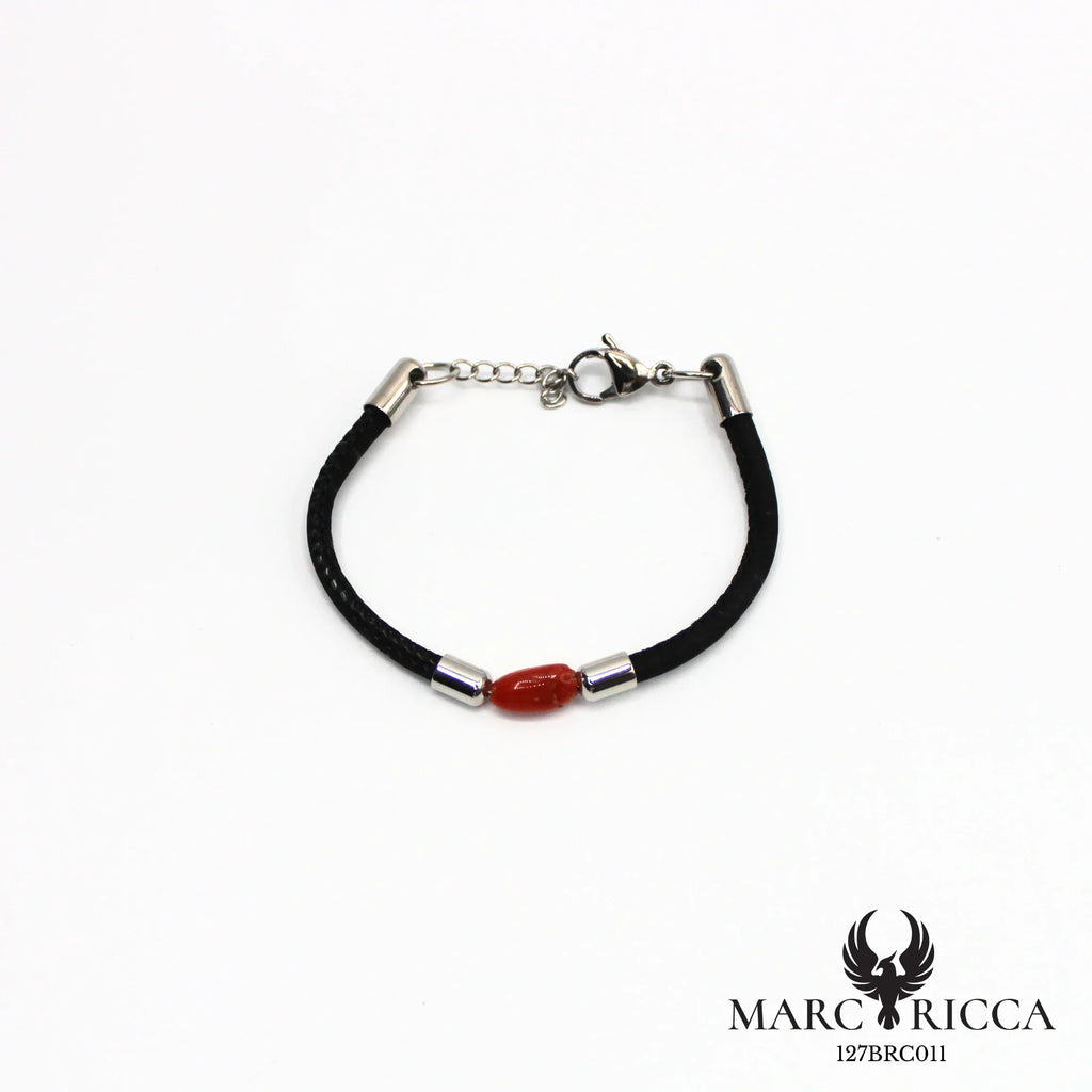 Bracelet liège et corail en acier