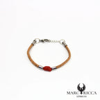 Bracelet liège et corail en acier