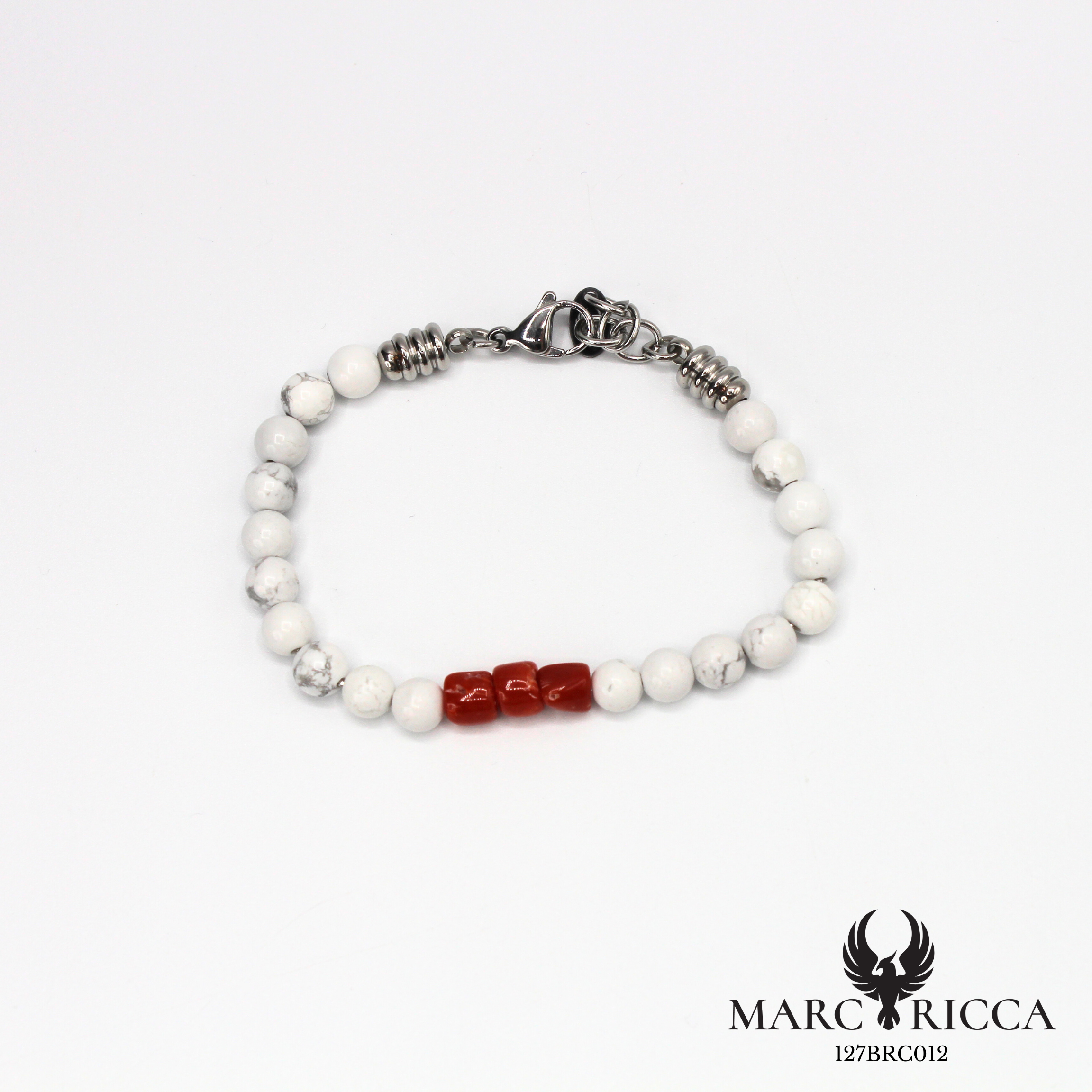 Bracelet pierres et corail en acier