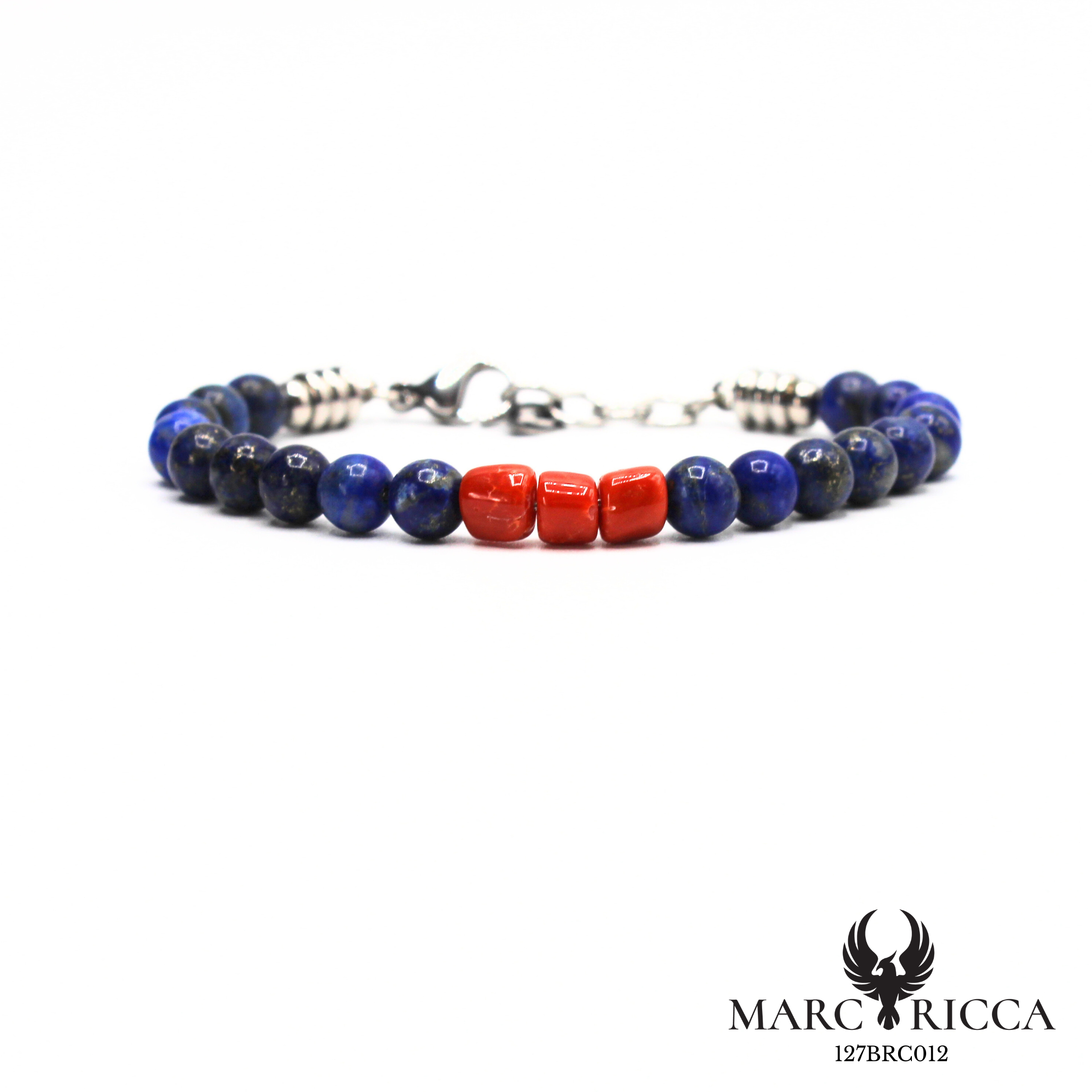 Bracelet pierres et corail en acier