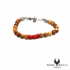 Bracelet pierres et corail en acier