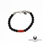 Bracelet pierres et corail en acier