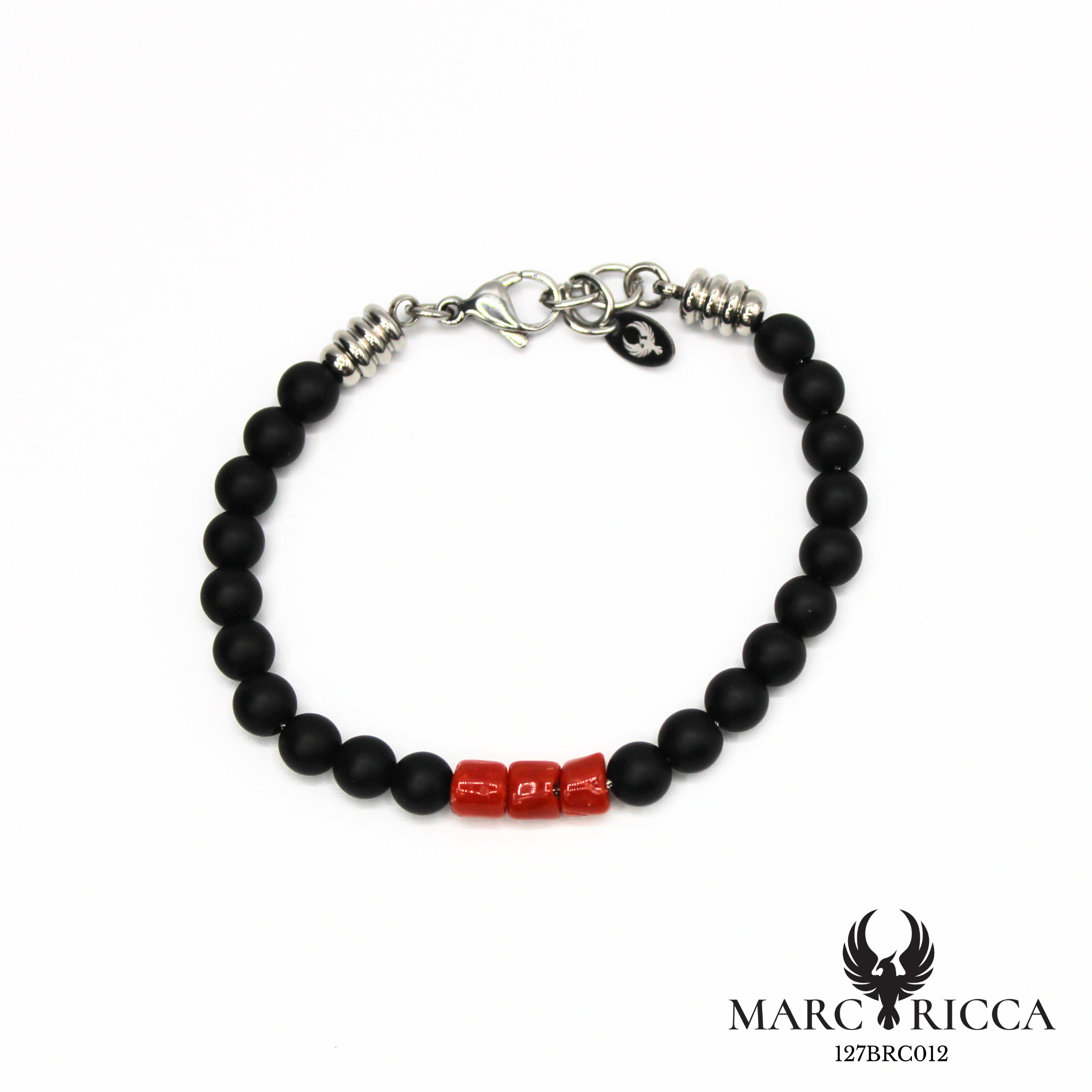 Bracelet pierres et corail en acier