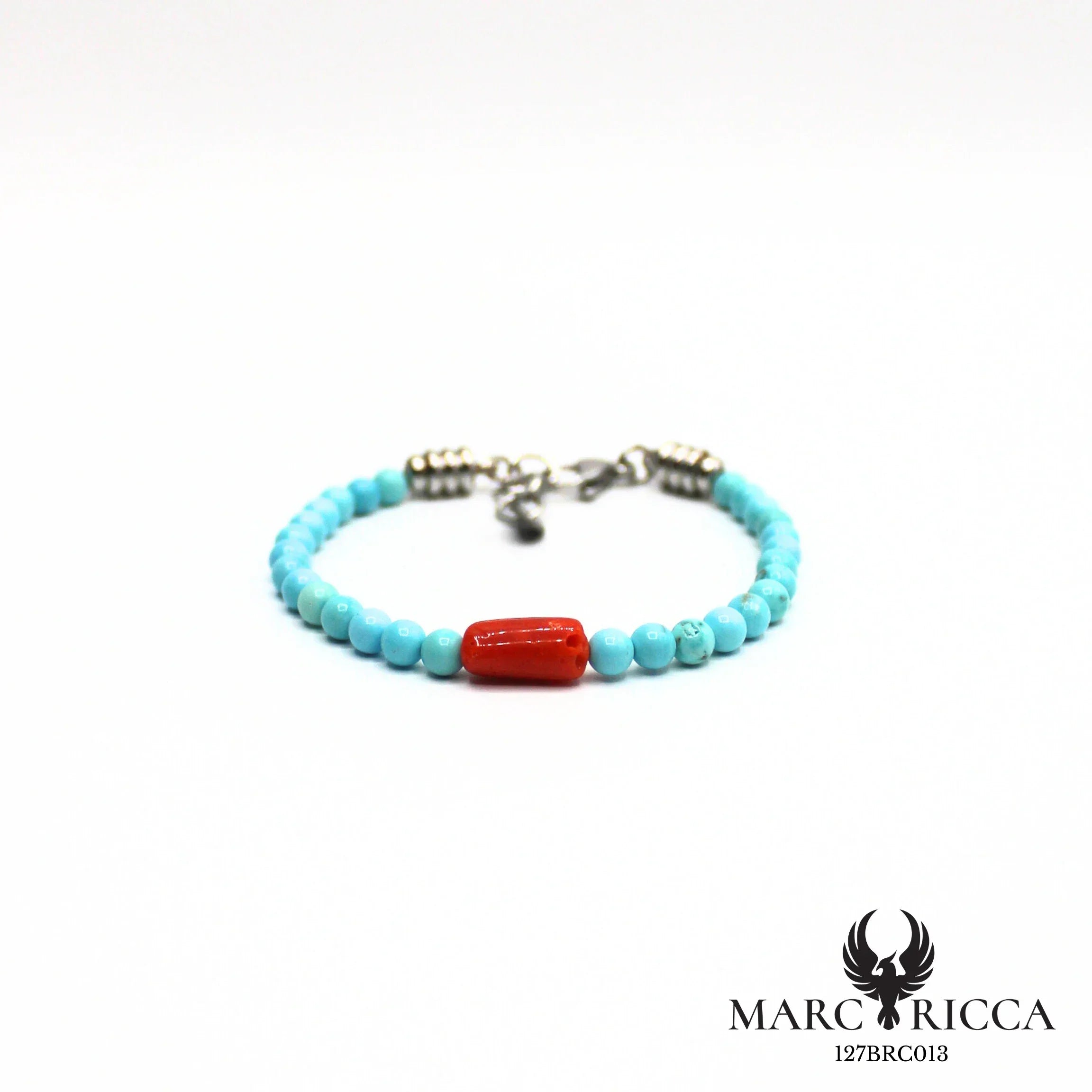 Bracelet pierres et corail en acier