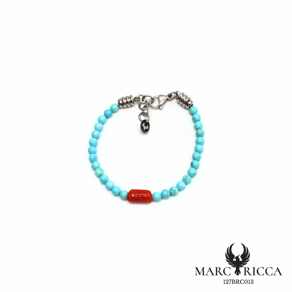 Bracelet pierres et corail en acier