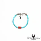 Bracelet pierres et corail en acier