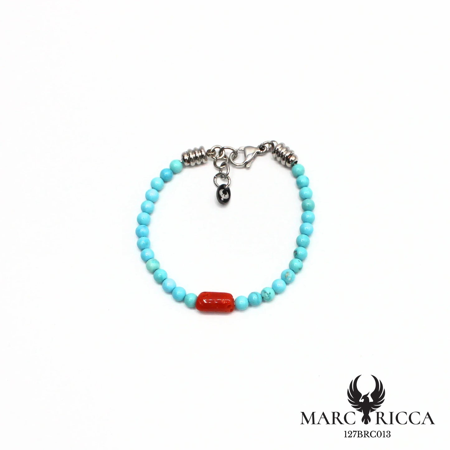 Bracelet pierres et corail en acier