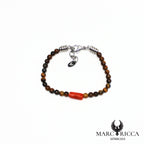 Bracelet pierres et corail en acier