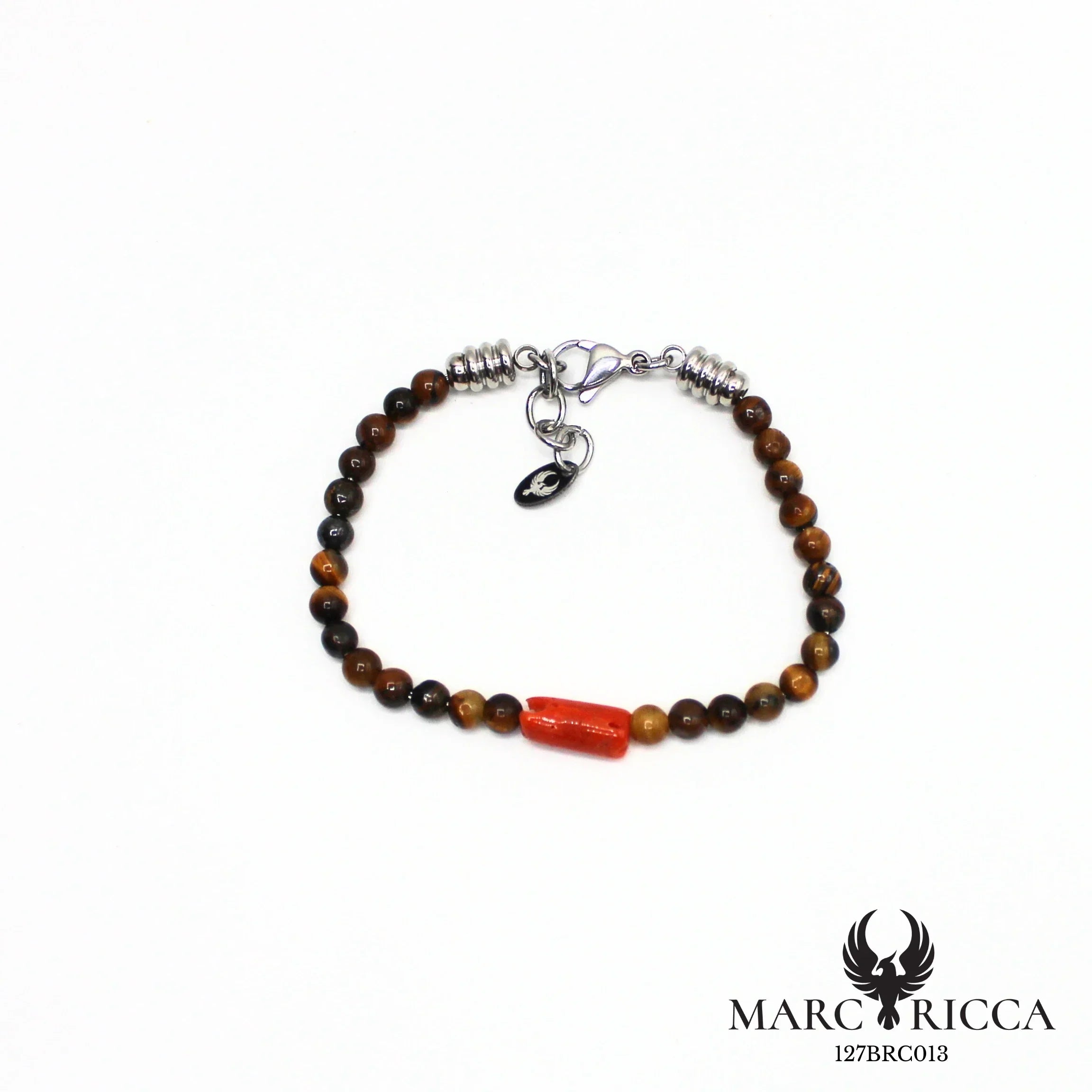 Bracelet pierres et corail en acier