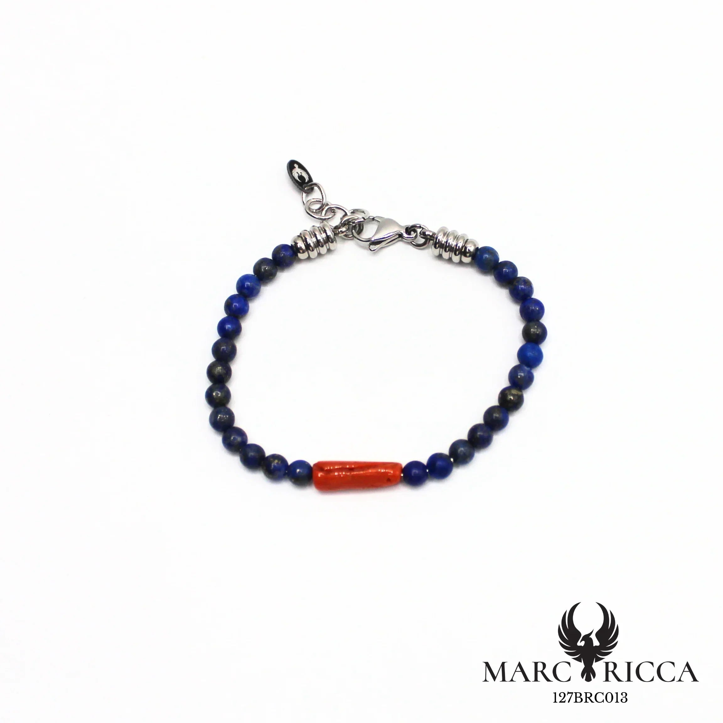 Bracelet pierres et corail en acier