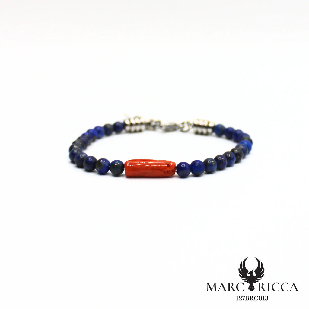 Bracelet pierres et corail en acier