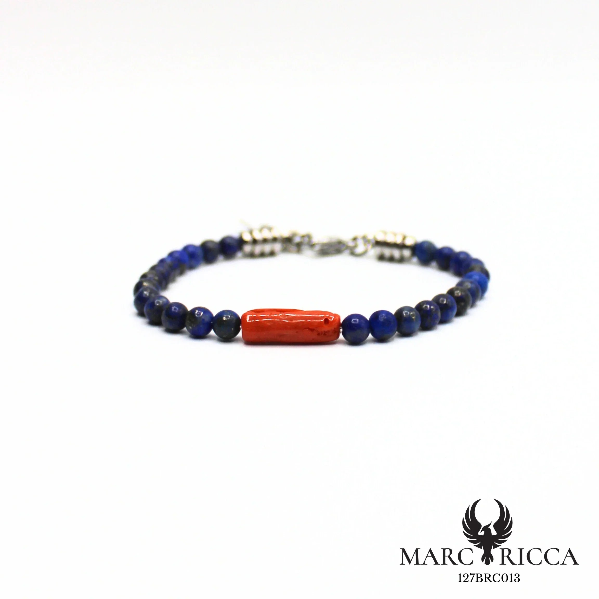 Bracelet pierres et corail en acier