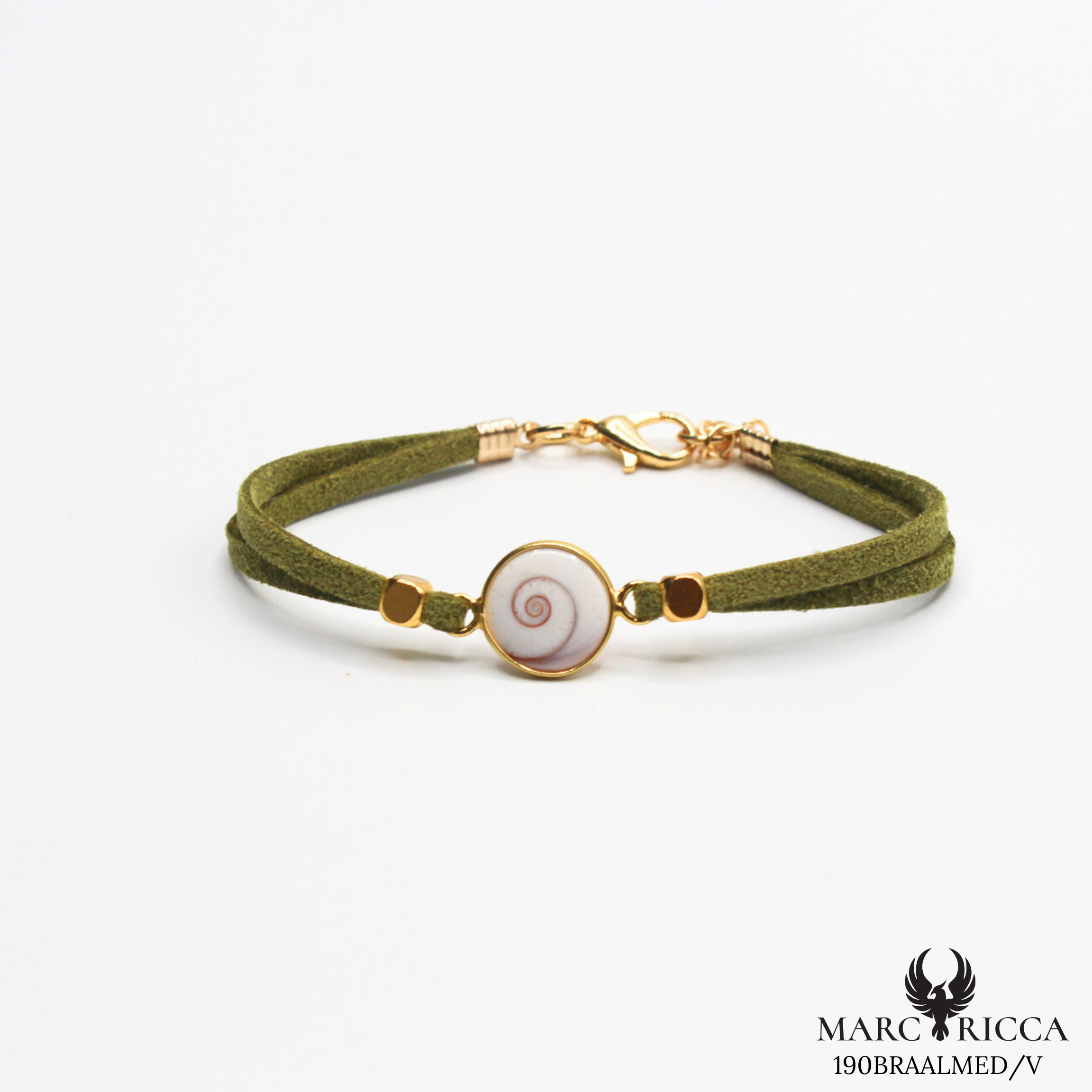 Bracelet en Argent / Vermeil et alcantara avec Œil de Sainte Lucie