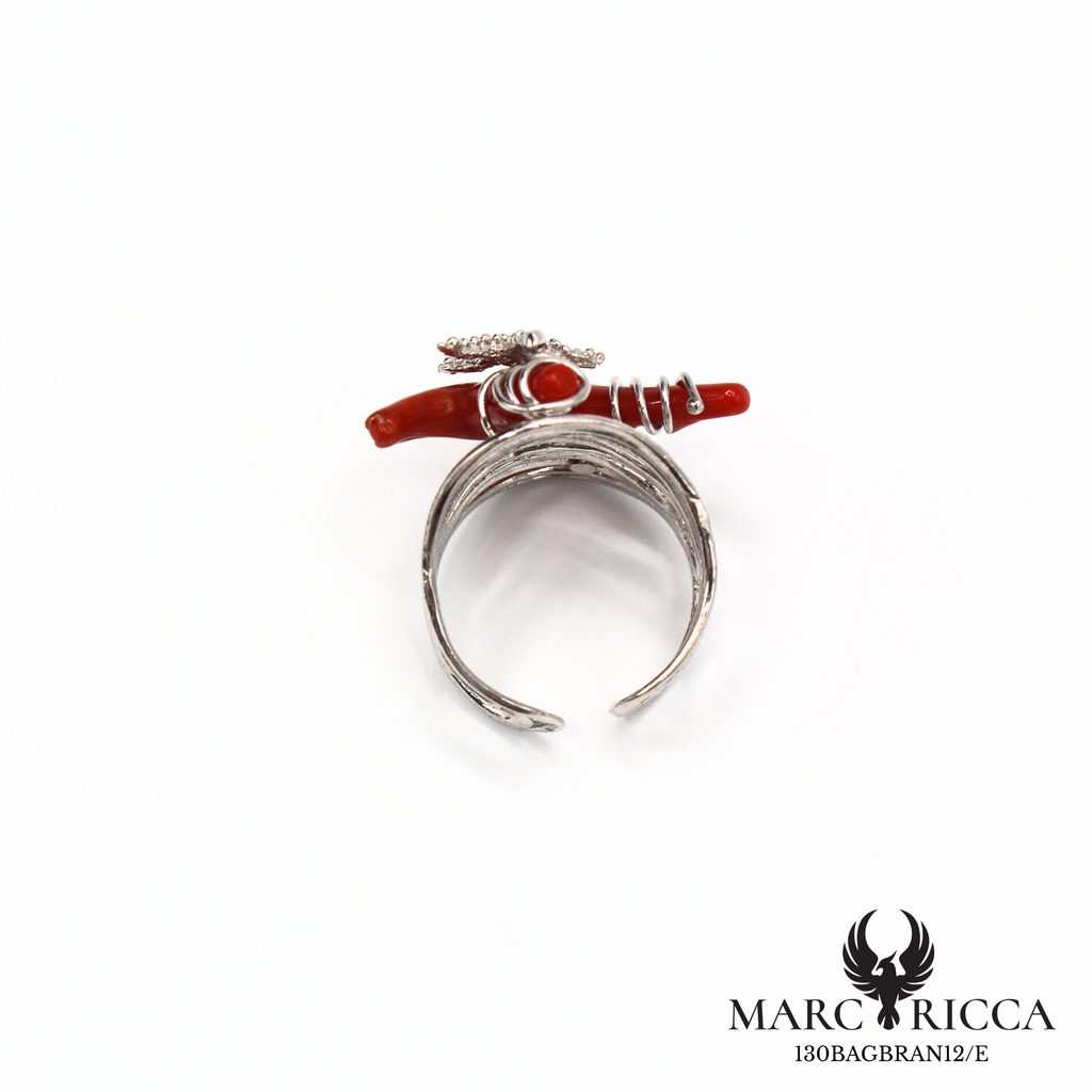 Bague Argent Corail Branche & Étoile