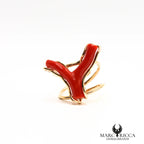 Bague branche de corail en vermeil