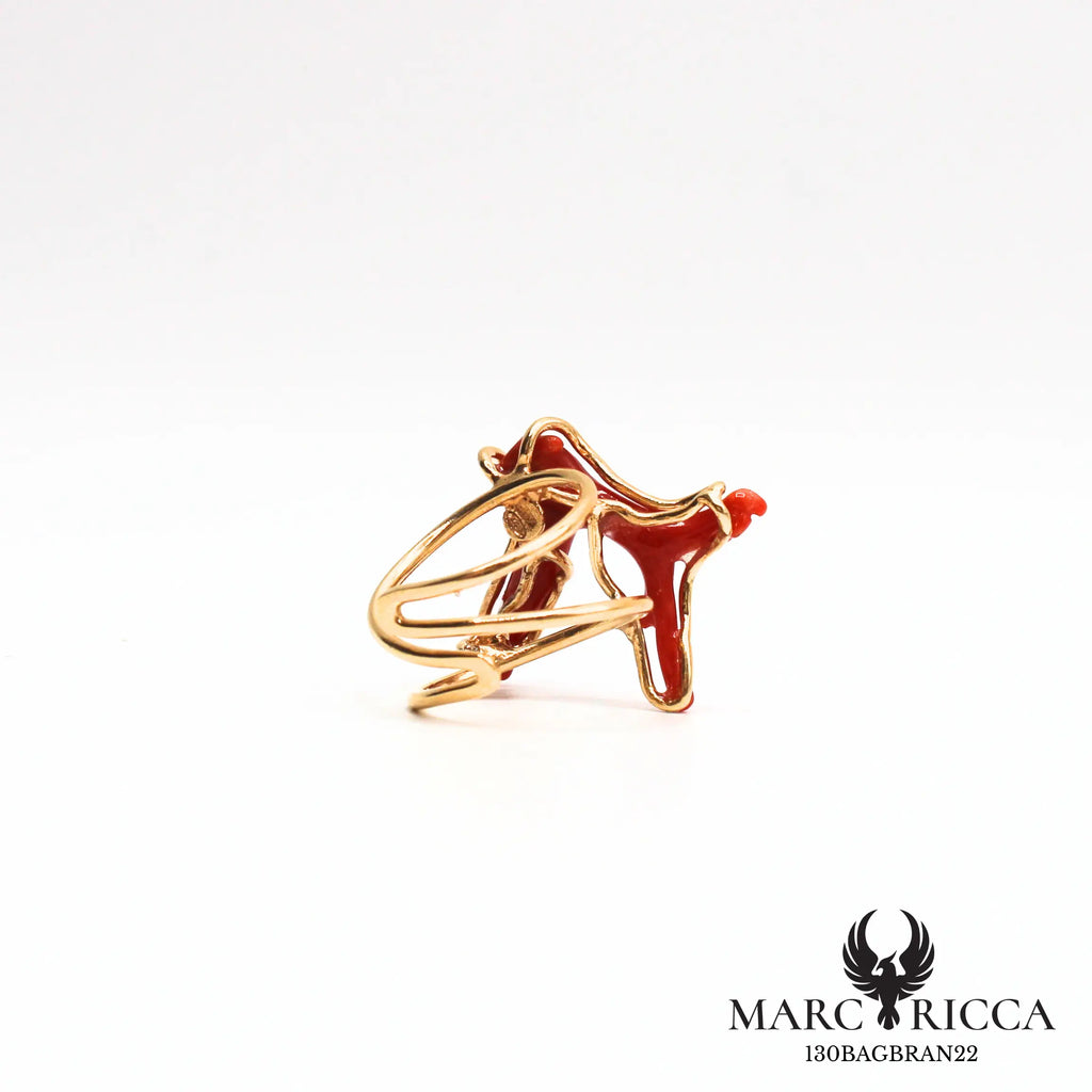 Bague branche de corail en vermeil