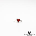 Bague avec cœur en corail en argent ou vermeil