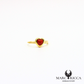 Bague avec cœur en corail en argent ou vermeil