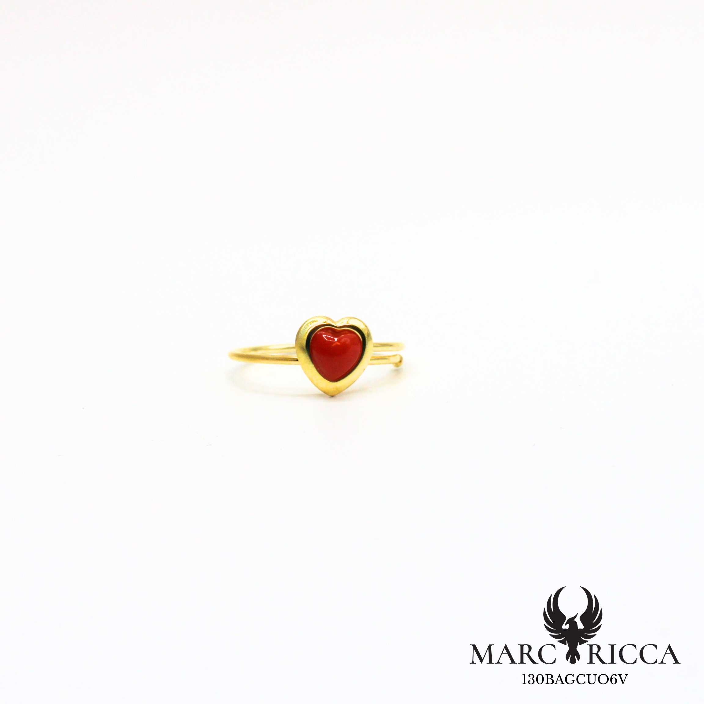 Bague avec cœur en corail en argent ou vermeil